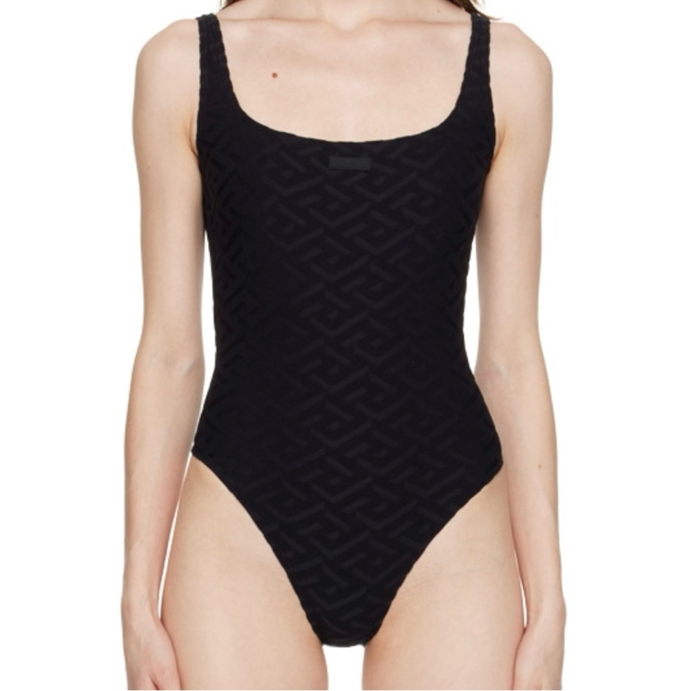Versace Black Patterned One-Piece Swimsuit